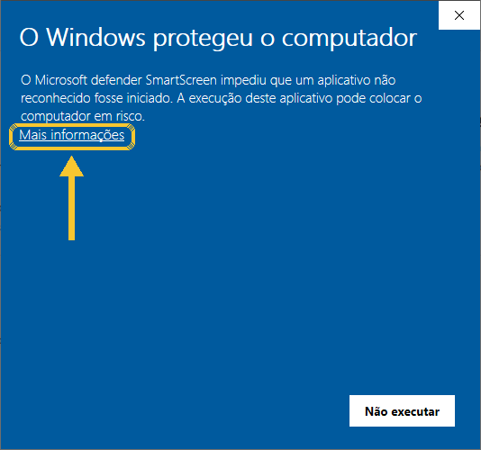 Tela azul do Windows com o link Mais informações marcado